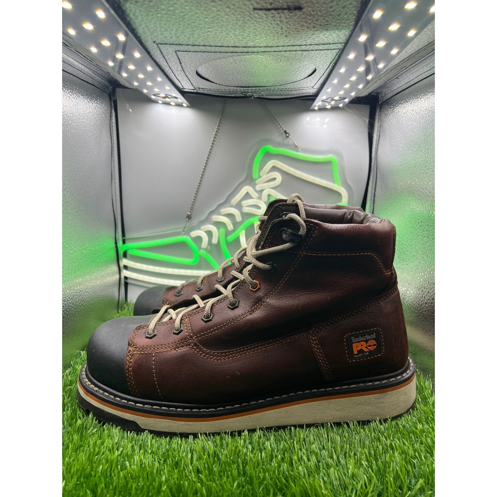 Timberland PRO Gridworks Mens 11.5 M Brown Leather Alloy Toe Work Boots A136Q